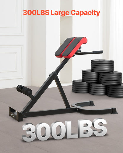Romersk stol Hyperextensionbänk, 136 kg justerbar förlängningsmaskin, multifunktionell träningsutrustning för sätesmuskler, hamstringsmuskler, ländrygg och magträning, fitnessviktbänk för hemmagym
