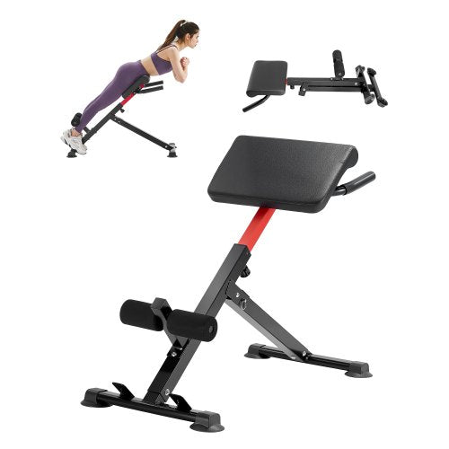 Romersk stol Hyperextensionbänk, 112 kg justerbar och hopfällbar förlängningsmaskin, multifunktionell träningsutrustning för sätes-, hamstring-, rygg- och magträning, fitnessviktbänk för hemmagym