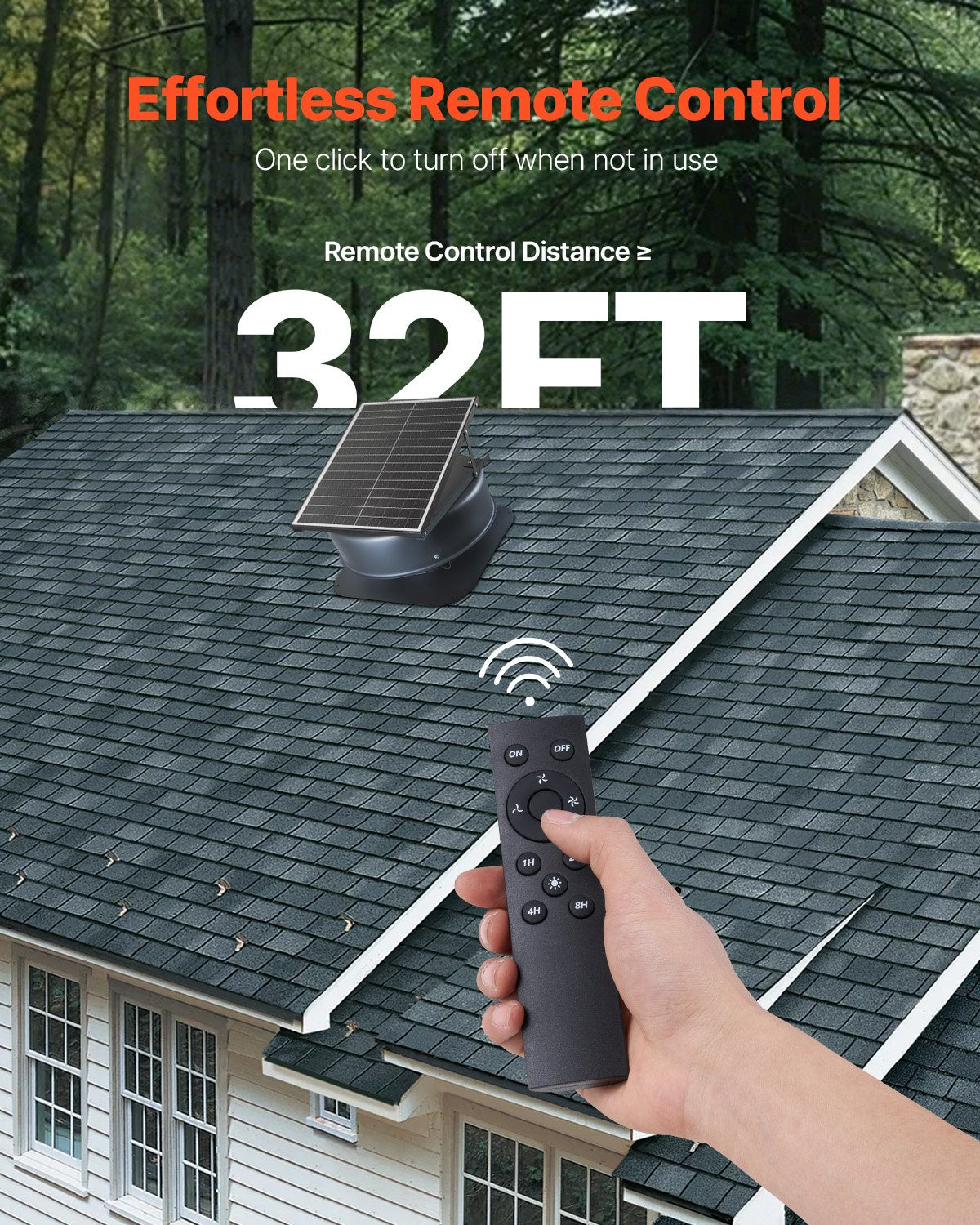 Takfläkt för vindsfläkt, 42W smart solcellsfläkt för takventilation med termostat, fjärrkontroll, 2800 CFM luftflöde, inbyggd borstlös likströmsmotor för kylning