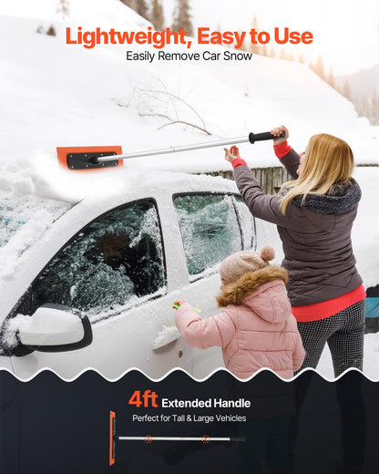 Snötakskrapa, 1,2 m lång snöskrapa för biltak, 45 cm skumblad för repor, halkfritt handtag, lätt snöborttagningsverktyg för bilgaragetak, lövborttagning och skräpborttagning
