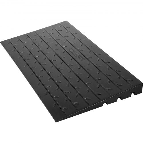 Gummi-tröskelramp, 6,5 cm höjd, tröskelramp, dörröppning, 3 kanaler, snörskydd, solid tröskelramp i gummi, vinklad ingång, klassad för 1000 kg lastkapacitet för rullstol och skoter
