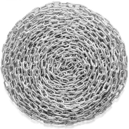 Proof Spiral Chain, 5/16" x 92', 1667 lbs säker arbetsbelastning, förzinkad, testad, provad, med två snabblänkar, galvaniserad kolstålslänkkedja för bogsering, upphängning, camping, husdjursbogsering