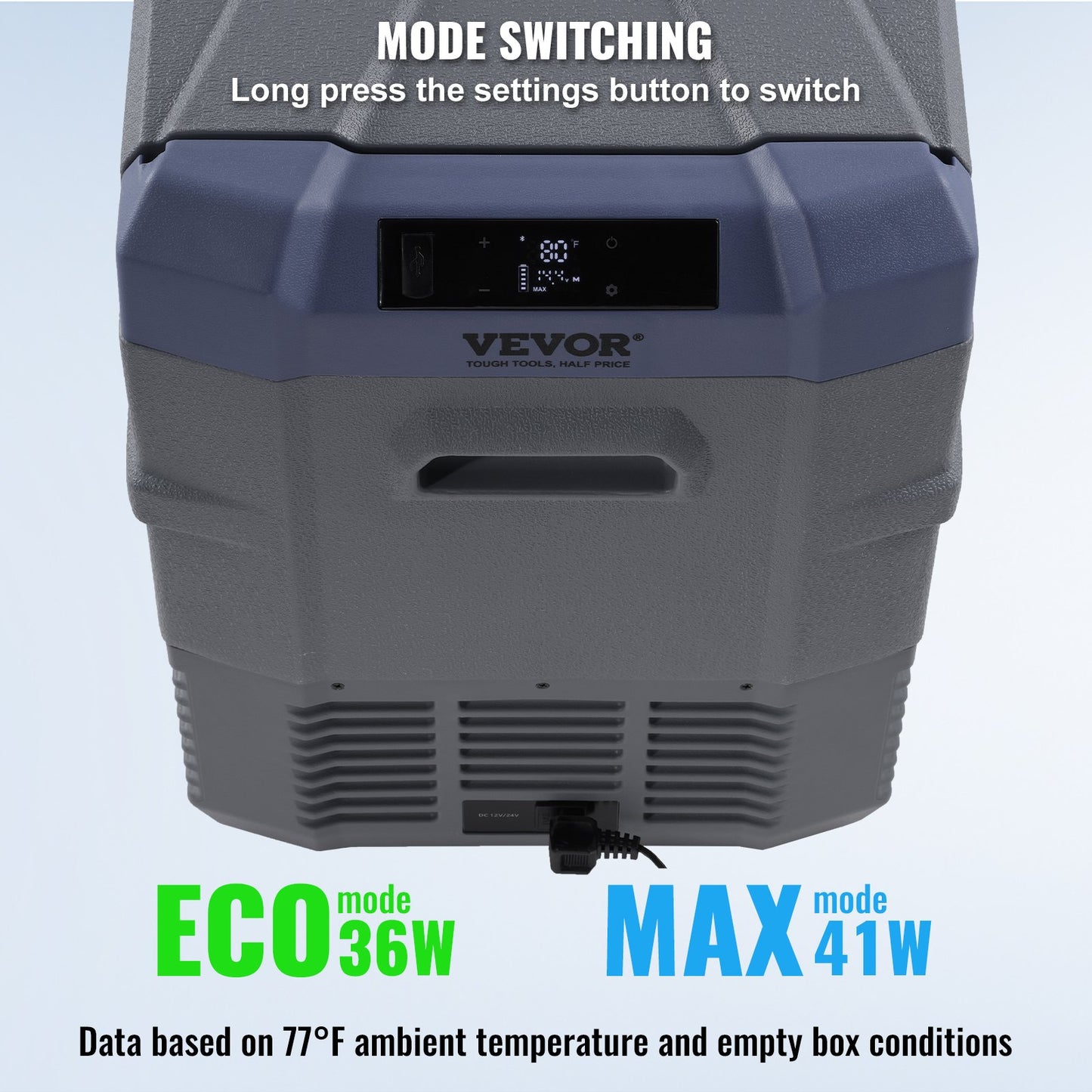 Bilkylskåp, 12 volts bilkylskåp, 45 l bärbar frys med en zon och inbyggd belysning, -4℉-68℉, 12/24V DC och 100-240V AC kompressorkylare för utomhusbruk, camping, husbil