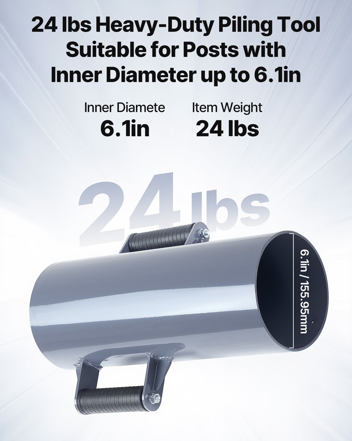 Stängselstolpedrivare, Kraftig T-stolpedrivare med handtag, Manuell stampmaskin i metall för U-kanal, Trästaket, Passar T-stolpar med innerdiameter upp till 15 cm, Perfekt för gård, trädgård, gårdsplan
