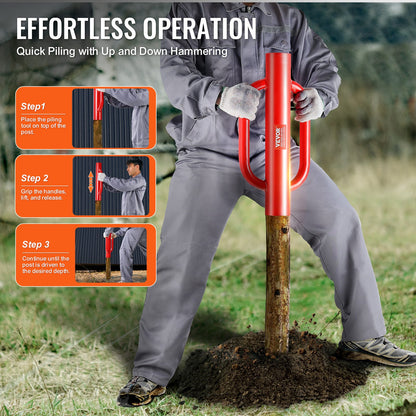 Stängselstolpsdrivare med handtag 10,4 cm innerdiameter T-stolpstång