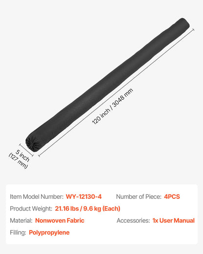 Sedimentfilterstrumpor, 4 st. erosionsskyddsstrumpor dia. 127 mm x 3048 mm L täckning, polypropylenfyllning, flexibla och effektiva slamfilterstrumpor för dagvattenhantering, dräneringsskydd