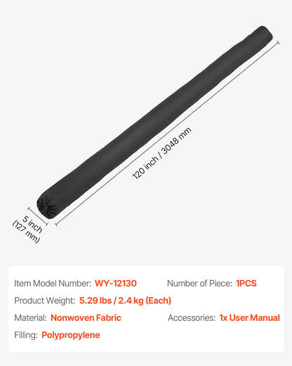 Sedimentfilterstrumpa, dia. 127 mm x 3048 mm L täckning, erosionsskyddsstrumpor med polypropylenfyllning, flexibla och effektiva slamfilterstrumpor för dagvattenhantering, dräneringsskydd