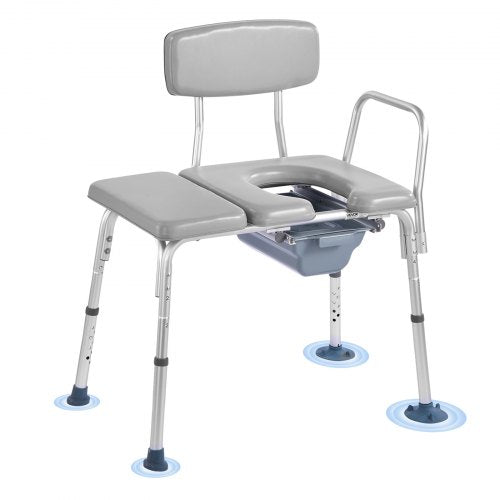 Bedside Commode Chair, 227 kg Weight Capacity, 4-in-1 Portable Toilet and Raised Toilet Seat with Padded Seat and Backrest, Detachable 5L Bucket, Adjustable Height Adult Potty Chair for Seniors