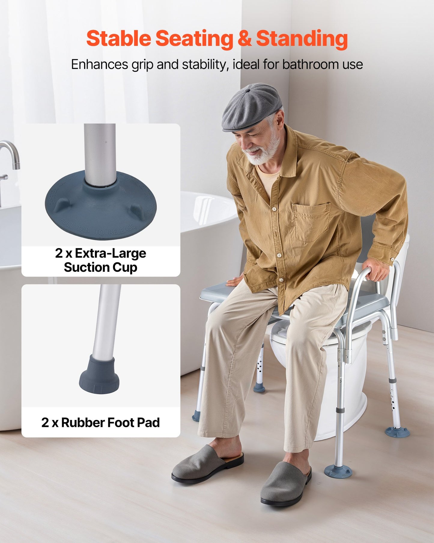 Bedside Commode Chair, 227 kg Weight Capacity, 4-in-1 Portable Toilet and Raised Toilet Seat with Padded Seat and Backrest, Detachable 5L Bucket, Adjustable Height Adult Potty Chair for Seniors
