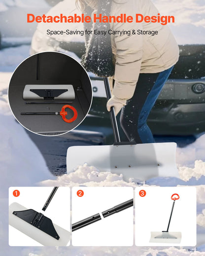 Snöskottare, 61 cm bred snöplogsskyffel för utomhusbruk med ergonomiskt grepp, HDPE-plastblad, vinterskyfflar med segmenterat handtag, bärbart snöröjningsverktyg för uppfart, trädgård, camping