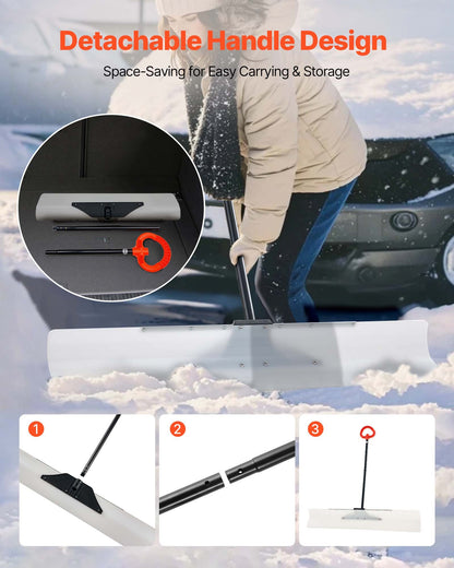Snöskottare, 122 cm snöplogsskyffel för utomhusbruk med ergonomiskt grepp, HDPE-plastblad, vinterskyfflar med segmenterat handtag, metallkantlist, bärbart snöröjningsverktyg för uppfart, trädgård