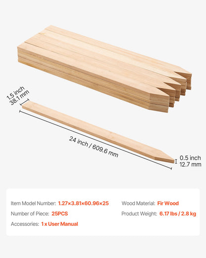 Trädgårdsstöttor i trä, 25 st 12,7×38,1×609,6 mm, nivåstöttor för mark, trädgårdsstöttor med vass spets, stödstöttor för granplantor, skyltstolpar för slamstaket, gårdsgränser