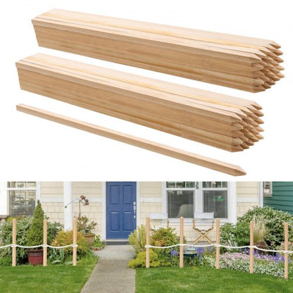 Trädgårdsstöttor i trä, 50 st 19,05×19,05×914,4 mm, nivåstöttor för lantmäteri, markstöttor för trädgårdsväxter med vass spets, skyltstolpar för gårdsgränser och baslinjer