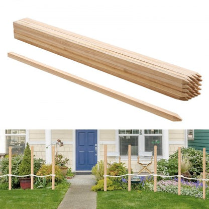 Trädgårdsstöttor i trä, 25 st 19,05×19,05×1219,2 mm, nivåstöttor för mark, markstöttor för trädgårdsväxter med vass spets, skyltstolpar för slamstaket och gårdsgränser