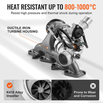 Komplett turboaggregat Chevy Chevrolet Cruze 2011-2015 med packningssats och magnetventil, Sonic 2012-2020 &amp; Trax 2013-2021 &amp; Buick Encore 2013-2021 Turboaggregat kompatibel 1.4L