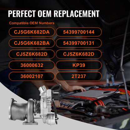 Turboaggregat Ford Escape 2013-2016 med packningssats, Turboaggregatersättning för Fusion 2013-2014 Fiesta Transit bilmotorer, kompatibel med 54399700144 CJ5G6K682DA Vahaha