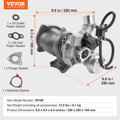 Turboaggregat Ford Escape 2013-2016 med packningssats, Turboaggregatersättning för Fusion 2013-2014 Fiesta Transit bilmotorer, kompatibel med 54399700144 CJ5G6K682DA Vahaha