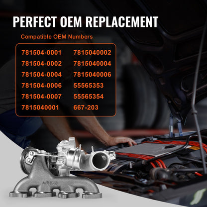 Komplett turboaggregat Chevy Chevrolet Cruze 2011-2015 med packningssats, Sonic 2012-2020 &amp; Trax 2013-2021 &amp; Buick Encore 2013-2021 Turboaggregat kompatibel 1.4L Ersättningsnummer 55565353