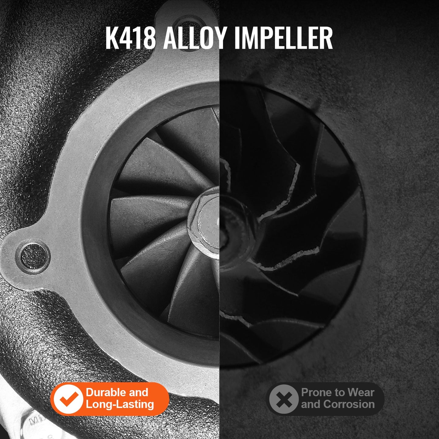 Turboaggregat med packningssats, turboaggregatersättning för bilmotorer, kompatibel med 2,5-6,0-liters slagvolymer, värmebeständig motorturboaggregat med K418-legeringsimpeller