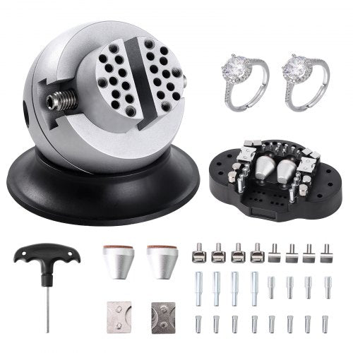 Kulskruvstäd, 7,6 cm gravyrinställningsverktyg, 360° roterande gravyrblocksskruvstäd, 30 st. tillbehör för smyckesgravyrblock, standardblock för ädelstensinläggning och gravyr i liten skala