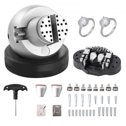 Kulskruvstäd, 5" gravyrinställningsverktyg, 360° roterande gravyrblocksskruvstäd, 35 st. tillbehör för smyckesgravyrblock, standardblock för ädelstensinläggning och gravyr i liten skala