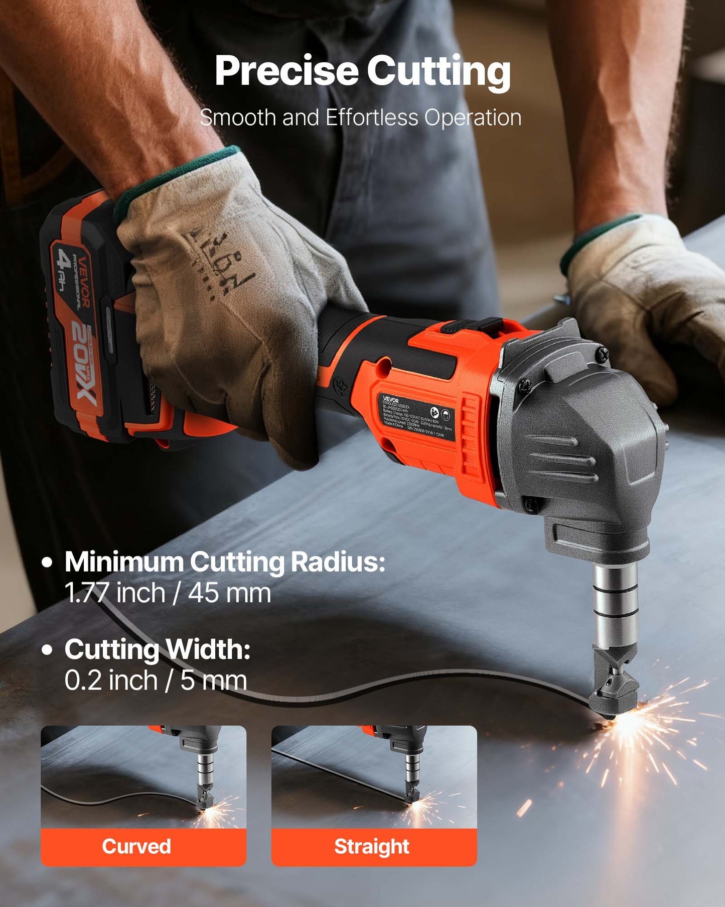 Cordless Metal Nibbler, with 20 V 4000 mAh Battery, 2200 RPM Efficient Brushless Motor, Electric Nibbler Metal Cutter with Plastic Carrying Case for Cutting Steel Sheet and Aluminum Sheet