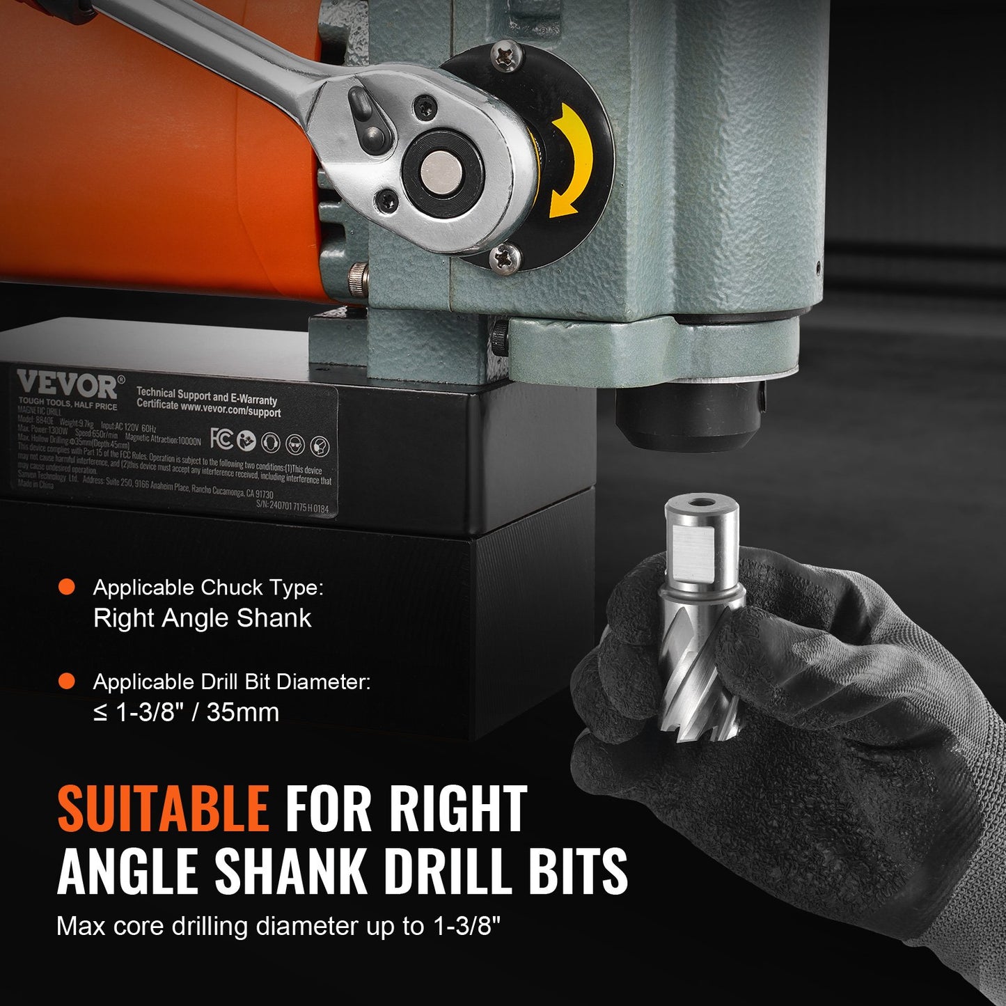 Magnetisk borrpress, 1300W lågprofilmagborrmaskin, lätt bärbar magborrmaskin med kylanordning och överbelastningsskydd, magpress för installation av utrustning, industriell