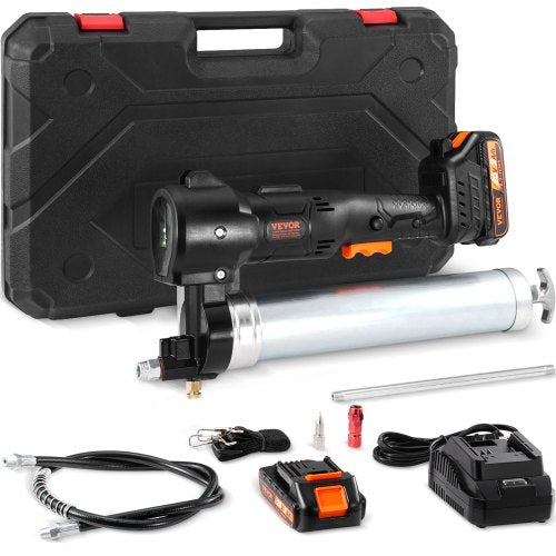 Sladdlös fettspruta, 20 volt, 10 000 PSI, 39" lång slang, elektrisk fettspruta, professionell högtrycks-batteridriven fettspruta med bärväska, batteri och laddare ingår, svart