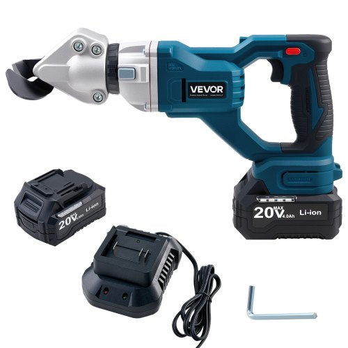 Metallsax, sladdlös plåtskärare med 360-graders vridbart huvud, dubbla blad, 220VAC 20VDC, skär 1,22 mm galvaniserat stål, 1 mm rostfritt stål, aluminium, plast, kartong, 2800 SPM