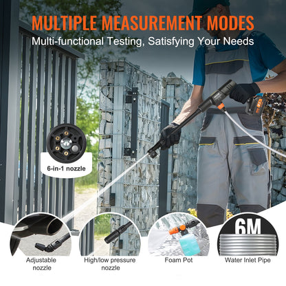 Sladdlös högtryckstvätt, 652-PSI 1.0 GPM bärbar krafttvätt, handhållen högtryckstvättpistol för bil med 4.0Ah batteri, laddare, 6-i-1-munstycke, för rengöring av hem/golv och bevattning