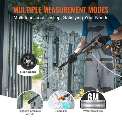 Sladdlös högtryckstvätt, 580 PSI 1,1 GPM bärbar krafttvätt, handhållen högtryckstvättpistol för bil med 4,0 Ah batteri, laddare, 6-i-1-munstycke, för rengöring av hem/golv och bevattning
