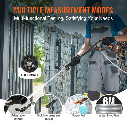 Sladdlös högtryckstvätt, 652-PSI 1.1 GPM bärbar krafttvätt, handhållen högtryckstvättpistol för bil med 4.0Ah batteri, laddare, 6-i-1-munstycke, för rengöring av hem/golv och bevattning
