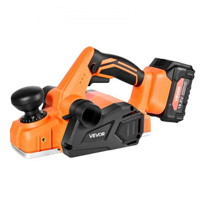 Cordless Handheld Planer, 82 mm Cut Width, 15000 RPM Electric Hand Wood Planer with 4 Ah 18V Lithium Battery, Brushless Motor, Adjustable Cut Depth, Dust Collection Bag, for Woodworking
