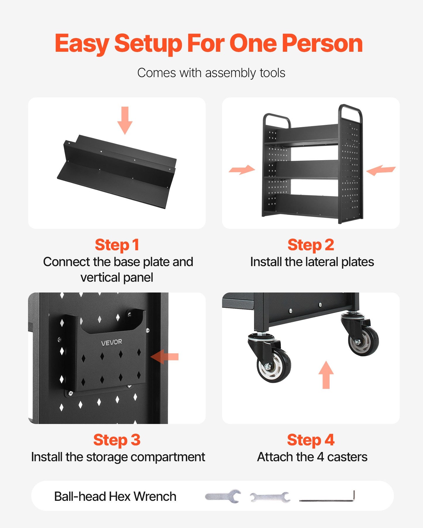 Rullande biblioteksbokvagn, 150 kg kapacitet, 97 x 51,5 x 122,5 cm biblioteksvagn, dubbelsidiga W-formade hyllor med 76,2 mm låsbara hjul, bokvagn för hemhyllor, kontor och skola, svart