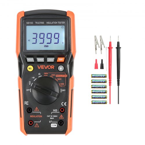 Digital multimeter, 4000-siffrig TRMS voltmeter ohmmeter, 1000V AC/DC spänningstestare med omkopplingsbart automatiskt/manuellt område för spänning, resistans och kontinuitetsmätning