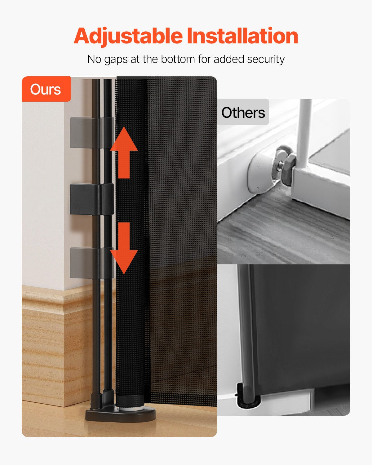 Infällbar barngrind, 870 mm hög, kan förlängas upp till 1400 mm bred, infällbar grind för barn eller husdjur, nätmaterial, enkel att installera för inomhustrappor, dörröppningar, hallar, lekrum, svart