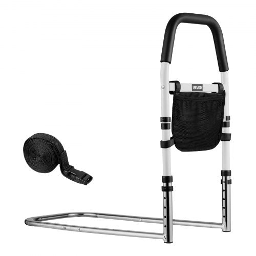 Sänggrind för äldre, sängstöd med PU-ledstång, justerbar höjd vid sängkant, sängstänger i höghållfast kolstål för seniorer och patienter, passar king size-säng, queen size-säng, dubbelsäng och twin-säng
