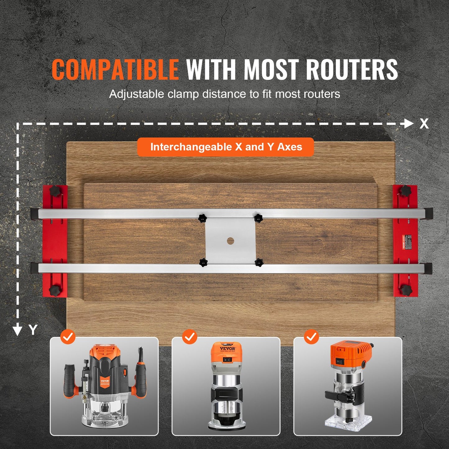 Router Sled, 64 inches/162.6 cm, Portable and Easy to Adjust Slab Flattening Jig, DIY Woodworking Router Sled for Flattening Slabs, Slab Guide Jig Trimming Planing Machine for Wood Flattening, Home DIY