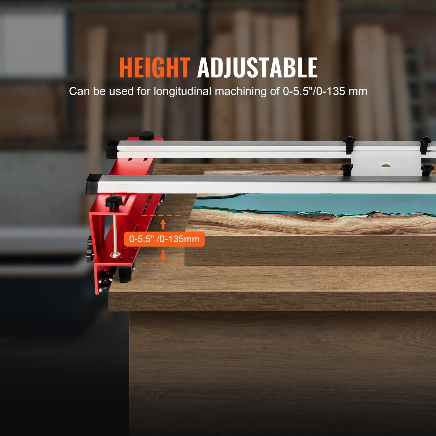 Router Sled, 64 inches/162.6 cm, Portable and Easy to Adjust Slab Flattening Jig, DIY Woodworking Router Sled for Flattening Slabs, Slab Guide Jig Trimming Planing Machine for Wood Flattening, Home DIY