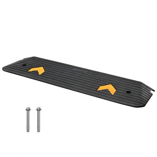 Uppgraderad tröskelramp i gummi, 2,5 cm hög rullstolsramp, naturlig trottoarkantramp med en lastkapacitet på 14700 kg, halkfri, texturerad yta i gummi för rullstol och skoter