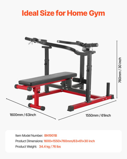 Bröstpressmaskin, 450 LBS bänkpressset, justerbar platt lutande bänk med oberoende konvergerande armar, övre bröstutrustning, fitnessutrustning för hemmagym för bröst, magmuskler, axel