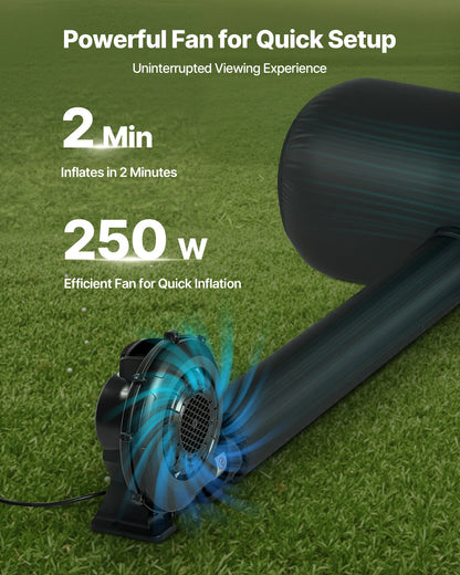 6 meter uppblåsbar filmduk, tvättbar uppblåsbar projektionsduk i 600D med bärbar förvaringsväska, enkel installation 16:9 filmprojektor för utomhusbruk, hemmabio, temafest, poolkul