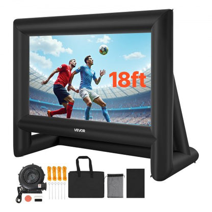 5,5 meter uppblåsbar filmduk, tvättbar uppblåsbar projektorduk i 600D med bärbar förvaringsväska, enkel att installera 16:9 filmprojektion för utomhusbruk, hemmabio, temafest, poolkul