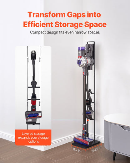 Dammsugningsställ, kompatibelt med Dyson V6 V7 V8 V10 V11 V15, stabilt dammsugningsställ med 4 krokar för Dyson DC30 DC31 DC34 DC35 DC58 DC59 DC62 D74 sladdlösa upprätta dammsugare och tillbehör