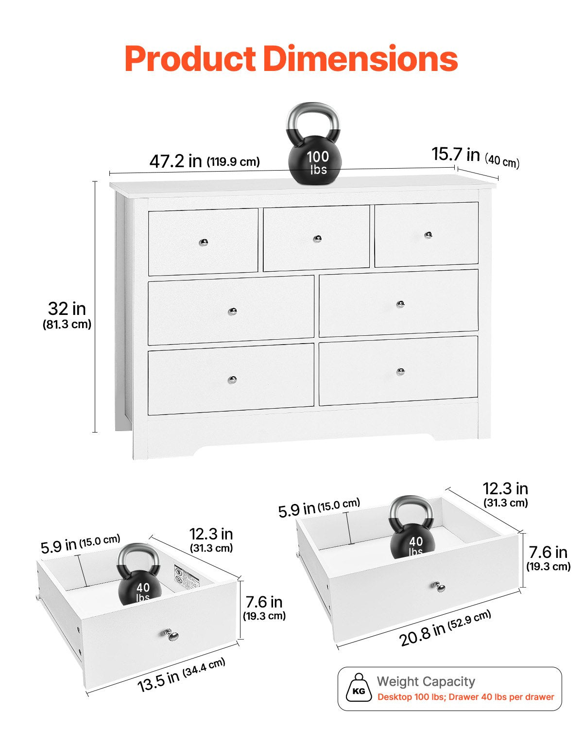 Byrå med 7 lådor, träbyrå med utdragbar hylla och tippskydd, modern minimalistisk byrå, garderobsorganisatör för vardagsrum, hall, sovrum, entré, ljust trä