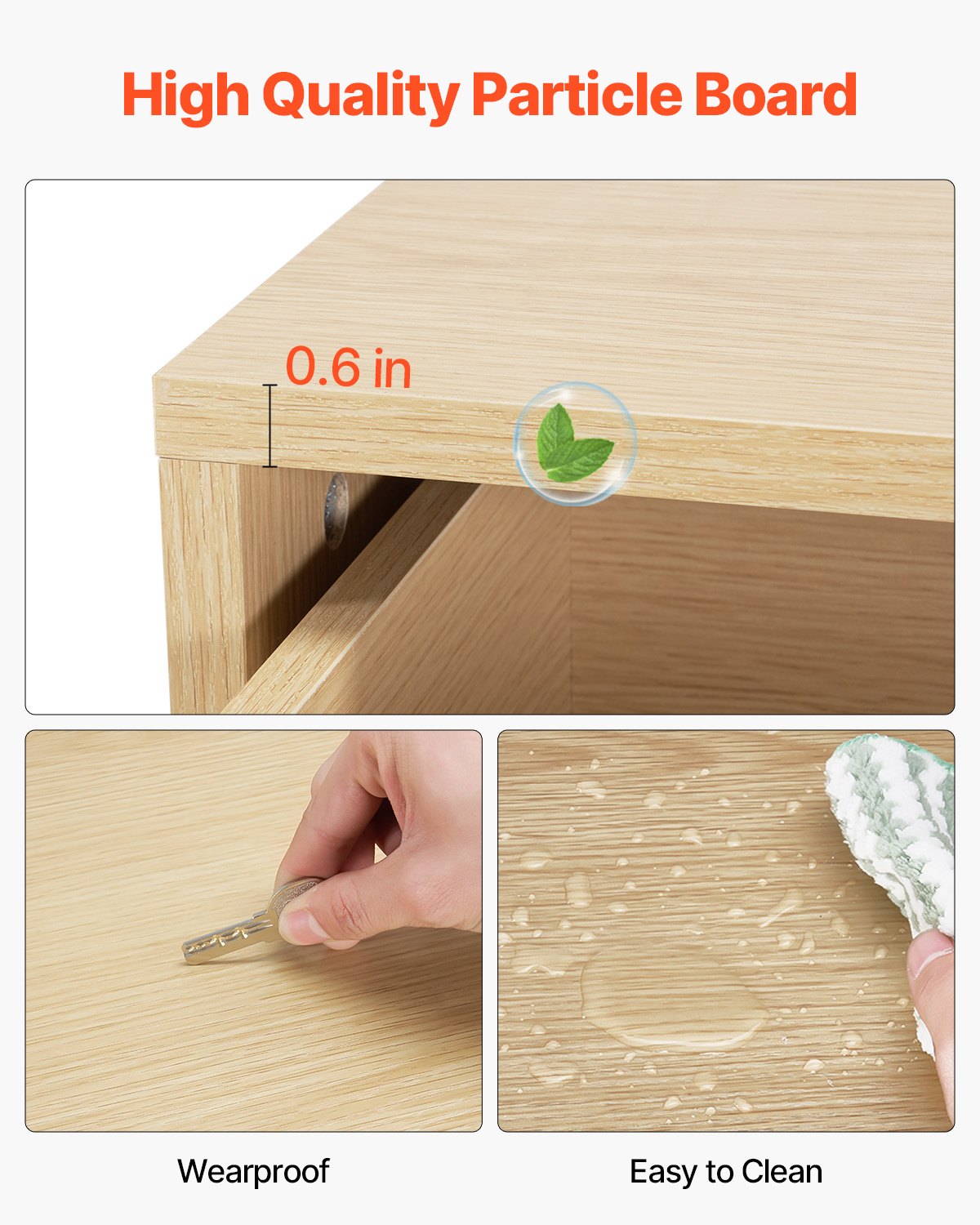 Byrå med 6 lådor, träbyrå med utdragbar hylla och tippskydd, modern minimalistisk byrå, garderobsorganisatör för vardagsrum, hall, sovrum, entré, ljust trä