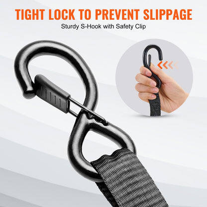 Spärrband (4-pack), max brottstyrka 900 kg, inkluderar 4 premium 2,5 cm x 4,5 m spärrband med vadderade handtag, för förflyttning av last, apparater, trädgårdsutrustning, motorcykel