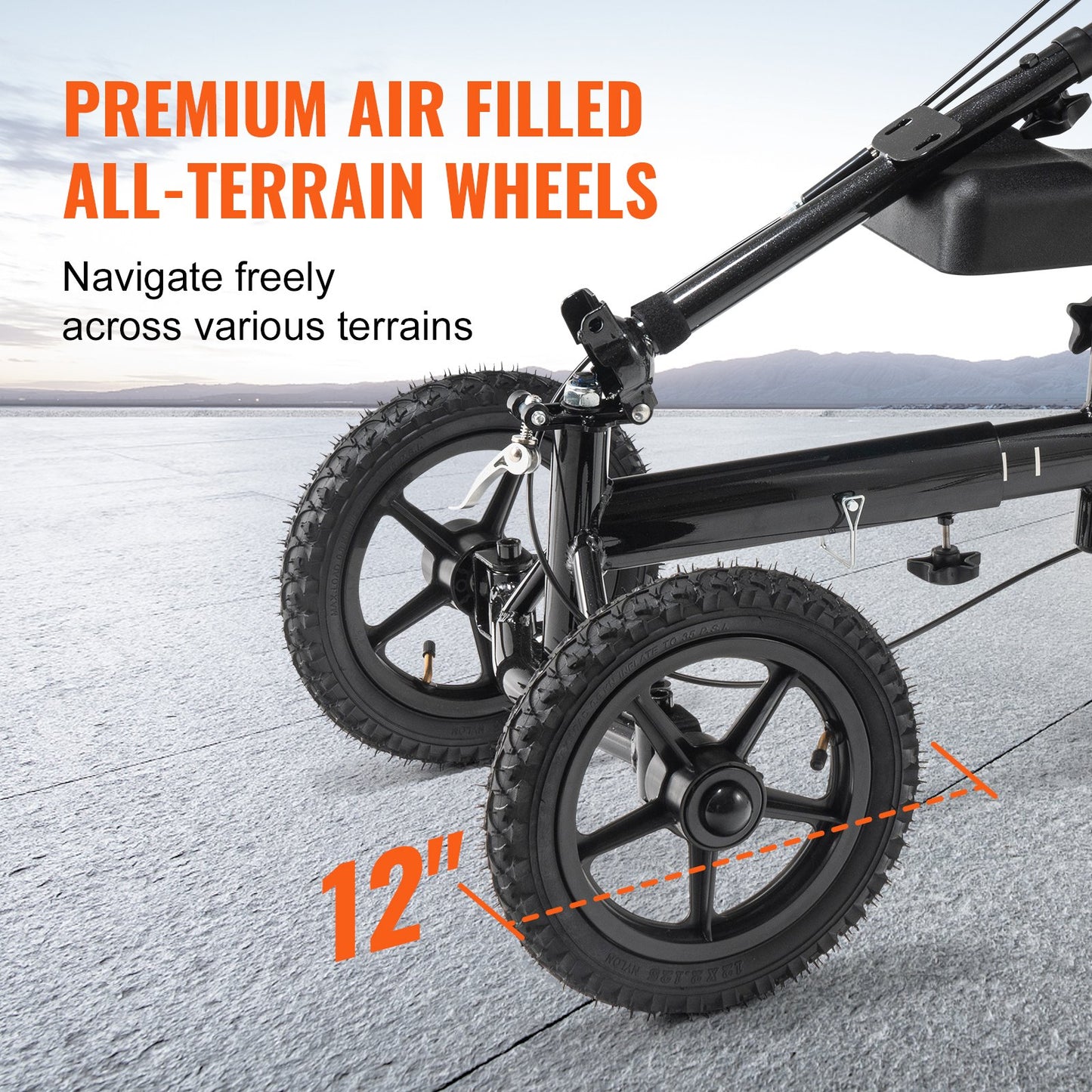 Hopfällbar knäscooter, styrbar knälöpare i aluminium med höjdjusterbart styre och knäskydd, 12" (30,5 cm) terränghjul, dubbla bromsar, benåterställningsscooter för fotbrott, 350 lbs/158,8 kg