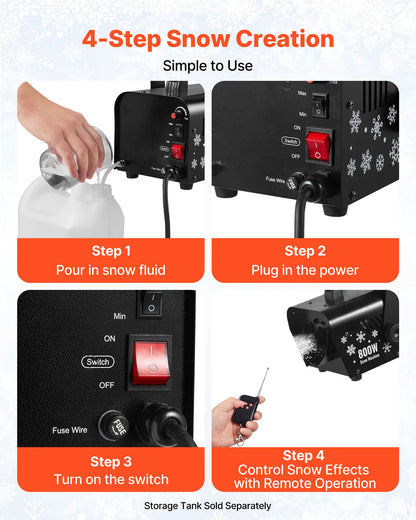 Snökan, kraftfull 1500W, handhållen/hängande snökanon, trådlös fjärrkontroll, snöflingemaskin med 5L vätsketank, snöflingemaskin för juldekorationer utomhus och inomhus