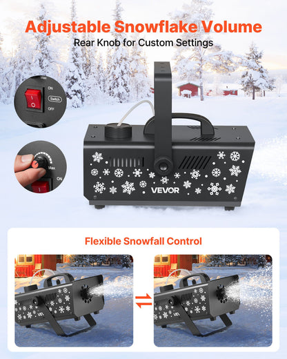 Snökanon, kraftfull 650W handhållen/hängande konstgjord snökanon, snöflingemaskin med bärbart handtag, konstgjord snöflingemaskin för utomhus- och inomhusbruk för högtider, DJ-fester, juldekorationer